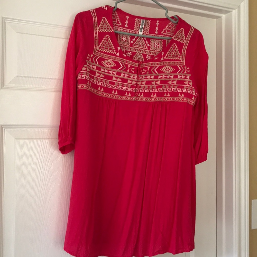 Hot Pink Embroidered Tunic